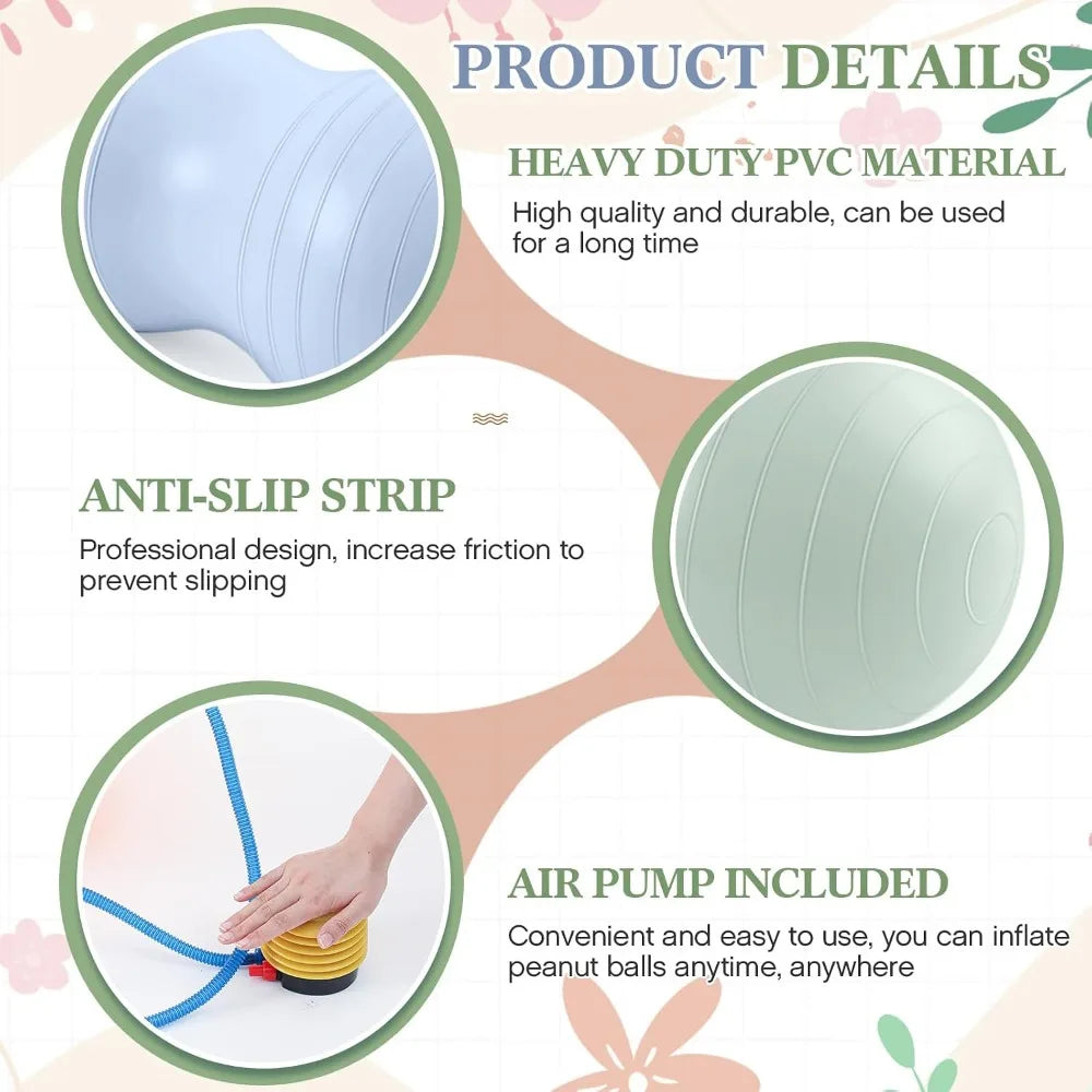 Peanut Ball for Kids Therapy Anti-Burst Exercise Yoga Ball with Pump for Pregnancy Birth Exercise Physical Therapy