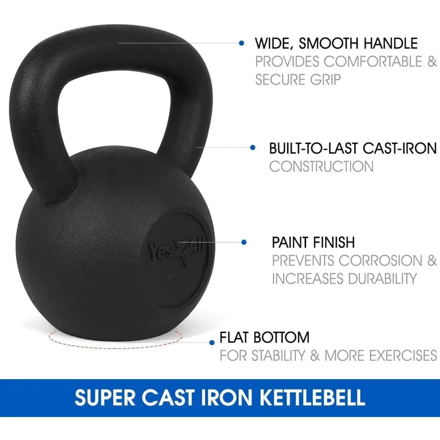 LISM Cast Iron Kettlebell Set For Strength Training Wide Handles