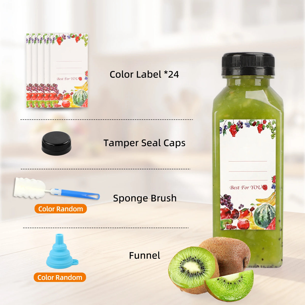 SGHUO Reusable Plastic Juice Bottles With Caps For Smoothies