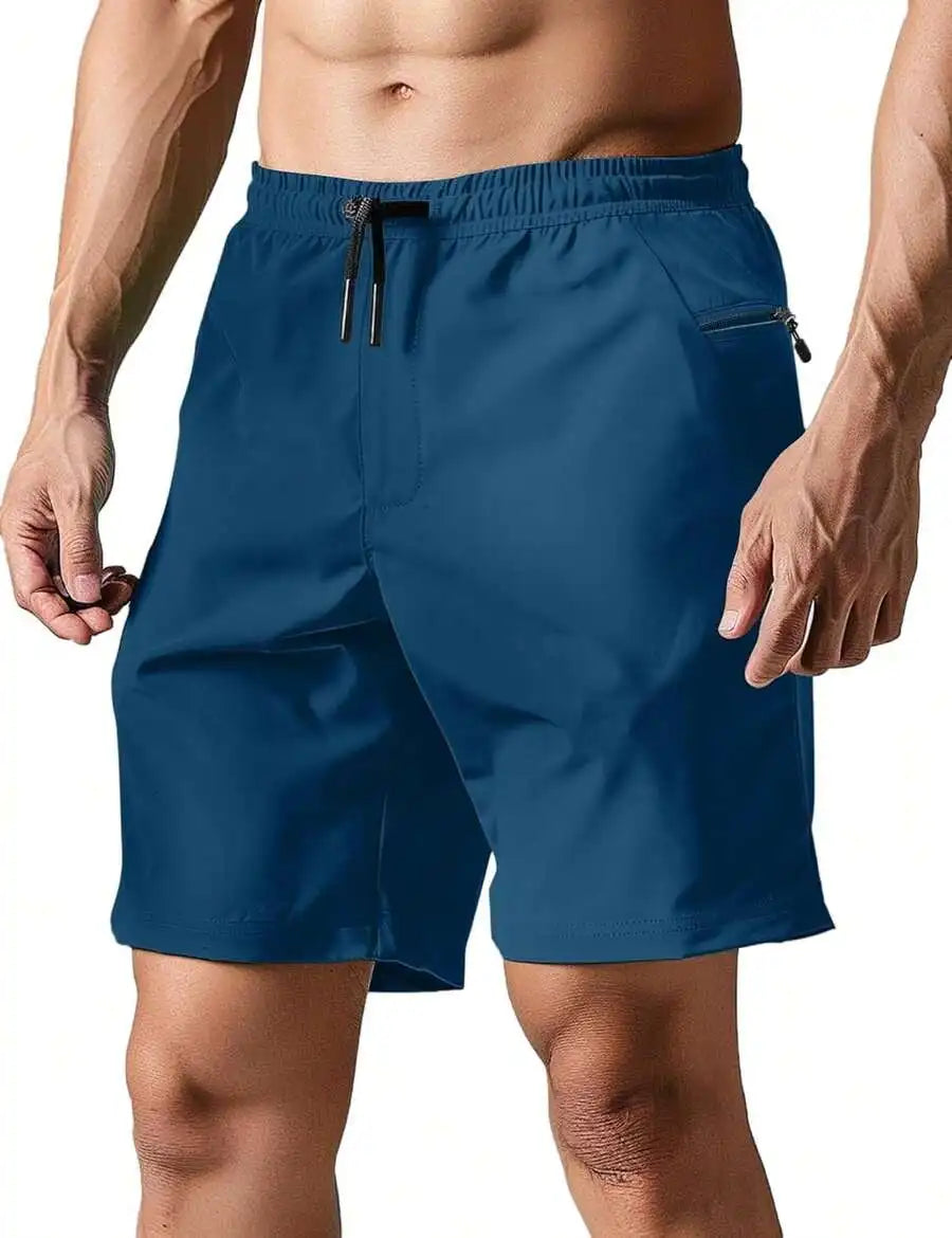 Mens Quick Dry Swim Trunks With Compression Liner And Zipper Pockets