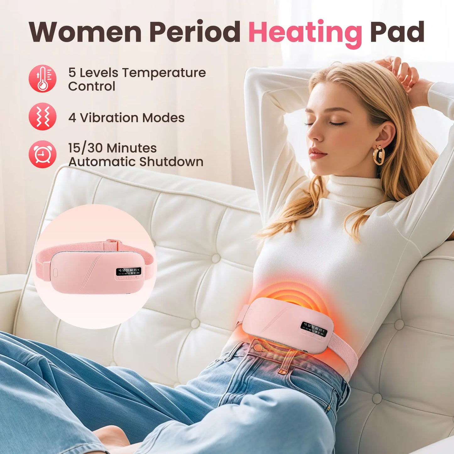 Portable Menstrual Heating Pad Massager Belt for Period Relief
