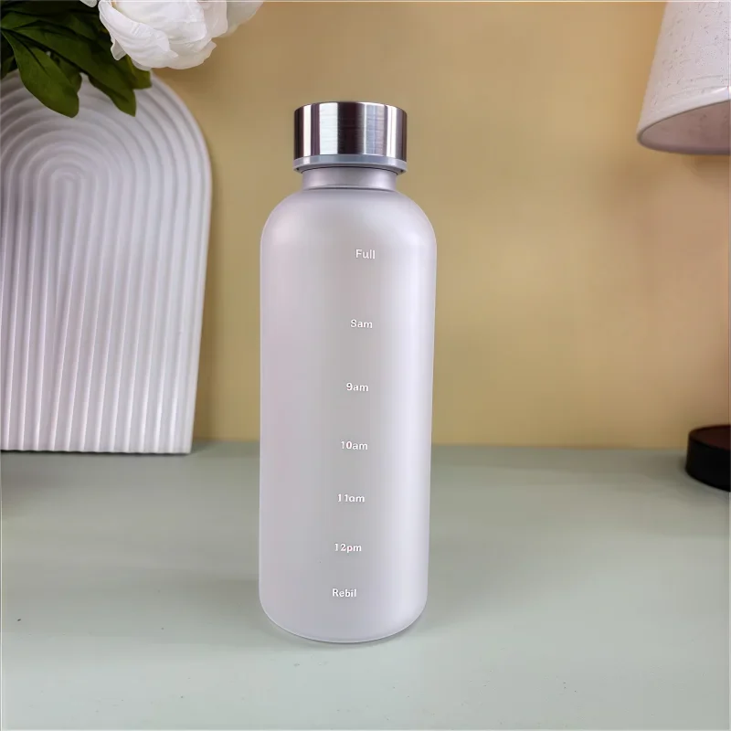 Time Marker Water Bottle Eco Friendly BPA Free Frosted Plastic