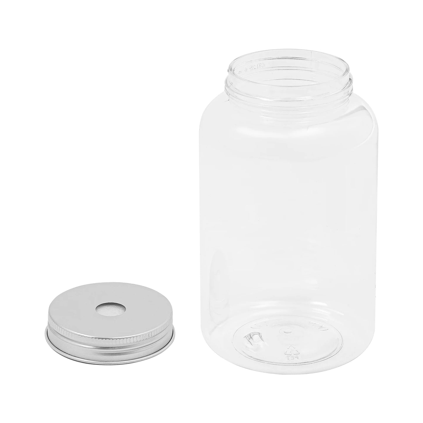 Clear Milk Tea Bottles With Straw Hole Reusable PET Jars