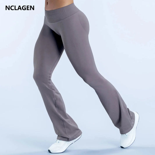 NCLAGEN Impact Flares Gym Clothes Woman Seamless Yoga Leggings Scrunch Booty Peach Hip Lifting Fitness Workout Sports Pants