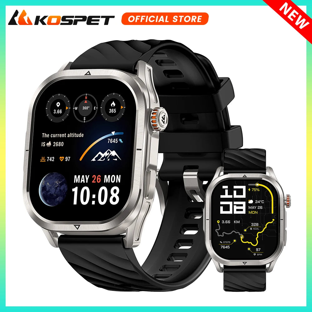 2025 KOSPET MAGIC P10 GPS Smartwatch For Men Anti-Fingerprint AMOLED Screen Dual-Band GNSS IP69K 5ATM Waterproof 180+ Sport Mode