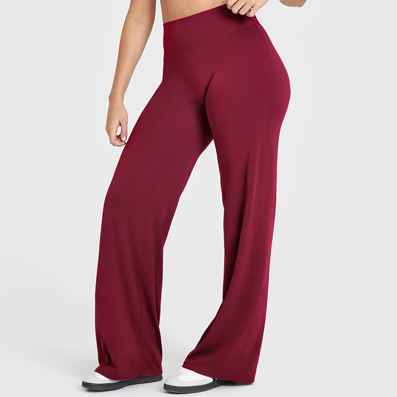 NCLAGEN SoftMotion Straight Leg Bottoms Women's Mid-Waist Yoga Pants GYM Leggings Naked Feel Pilates Running Sports Trousers