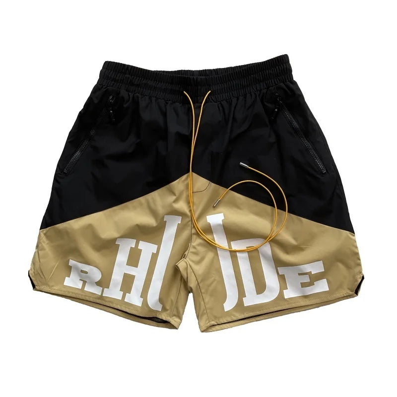 2026 Rhude High Street Trend Casual Shorts Men Woman Letter Print Loose Breathable Light Quick Drying Rhude Sports Shorts