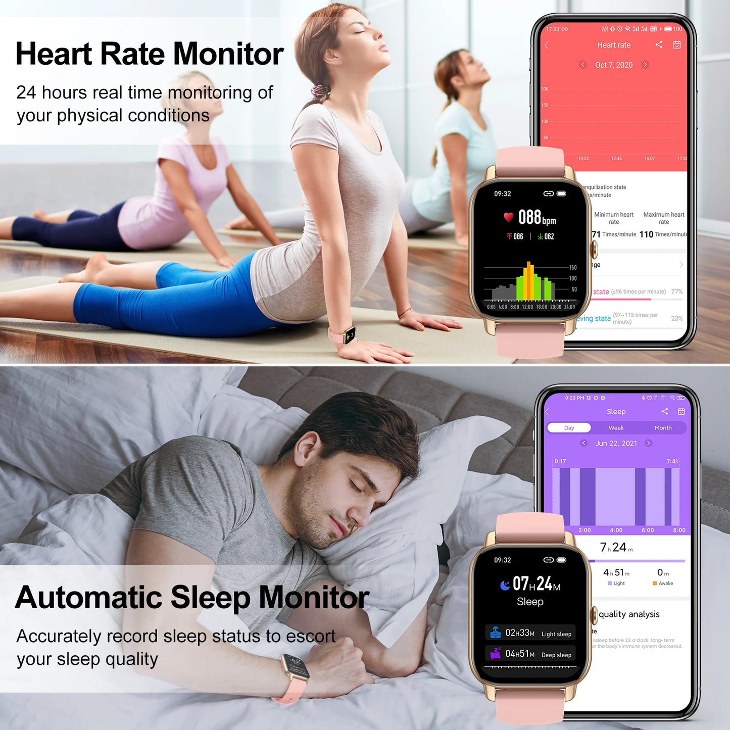 LaNikar P66D Smart Watch Health Monitoring Bluetooth Fitness Tracker