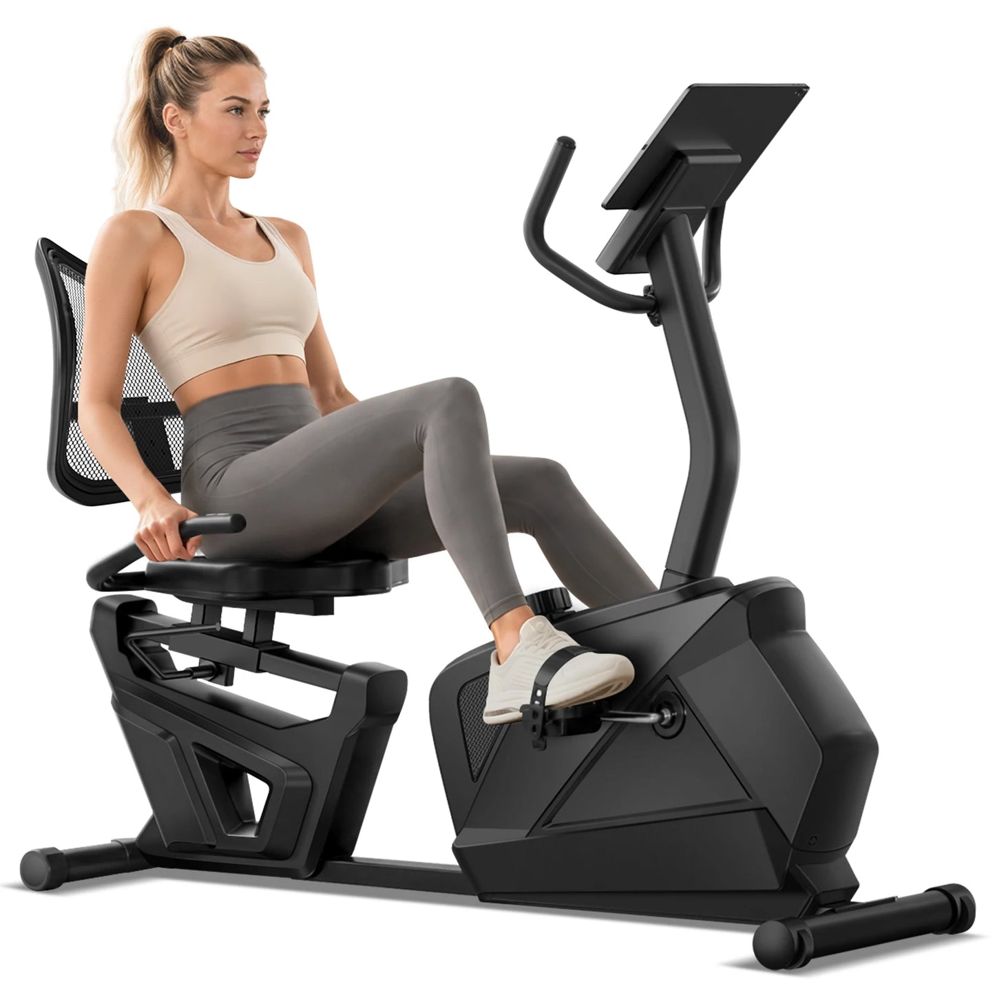 New ROBORE CBR80 Recumbent Exercise Bike, Quiet Recumbent Stationary Bike for Adults & Seniors, Magnetic Stationary Bike with 16-Level Resistance, Supports 350LB, Heart Rate Handle & LCD Display