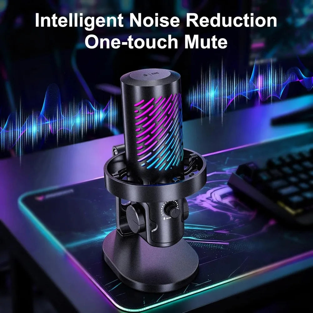 Gaming Microphone for PC, Streaming, Podcast: Noise Reduction, Touch Mute, Headphone Monitoring, Gain Control