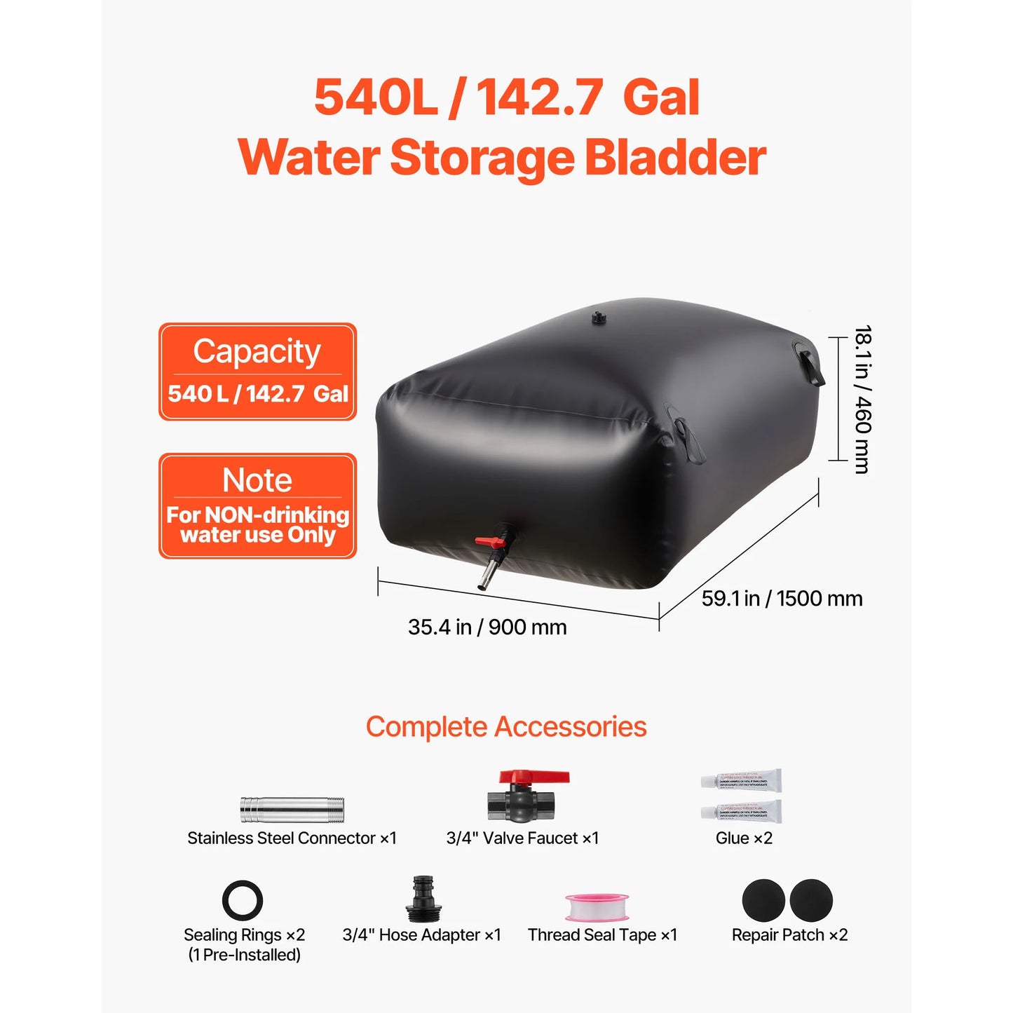 SucceBuy Water Storage Bladder TPU Collapsible Bag For Outdoors