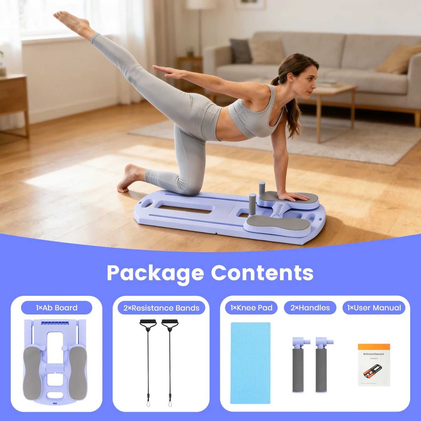 Foldable 5 In 1 Pilates Board For Home Core Training
