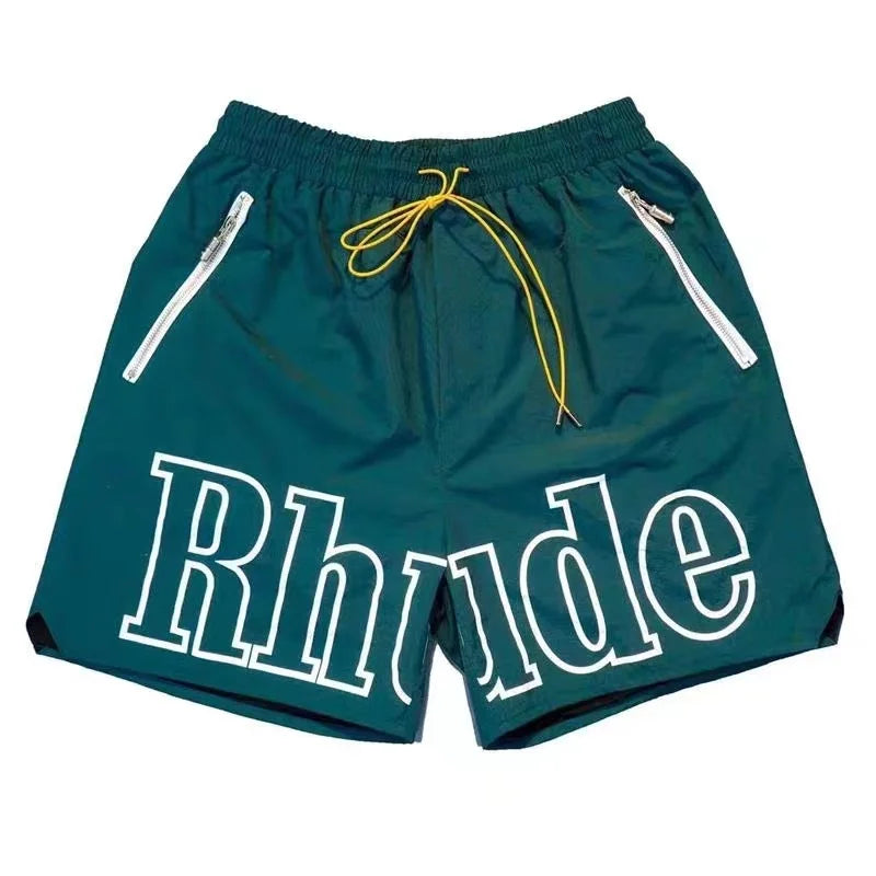 2026 Rhude High Street Trend Casual Shorts Men Woman Letter Print Loose Breathable Light Quick Drying Rhude Sports Shorts
