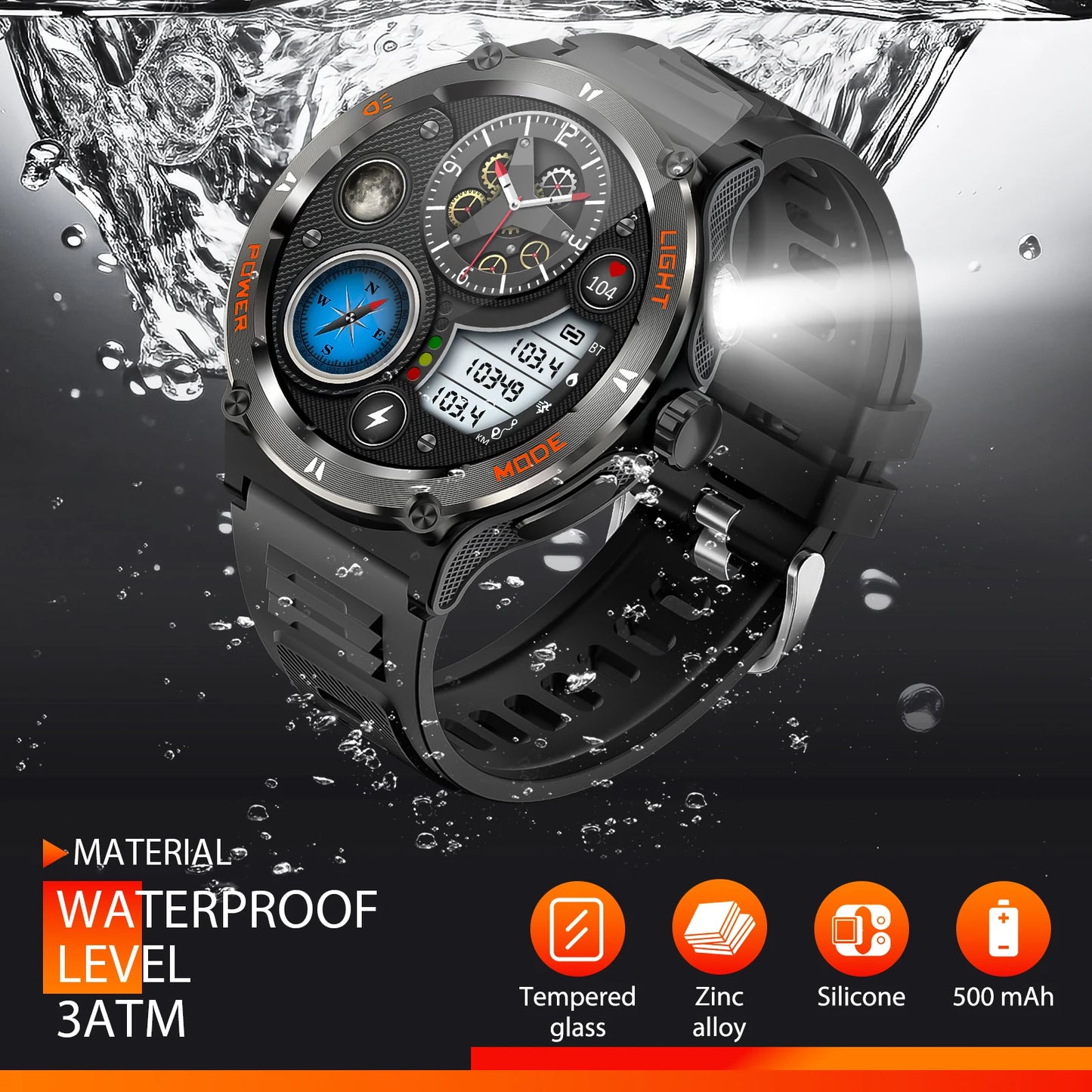 EIGIIS KT76 Smart Watch 3ATM Waterproof With Compass