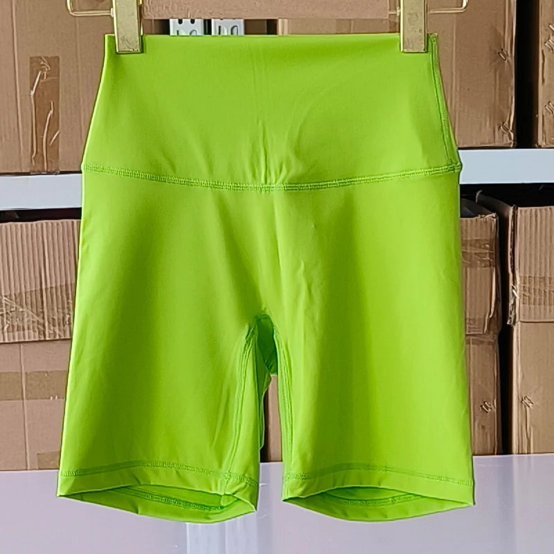 SDFHSFH Women's High Waist Yoga Shorts Nylon Elastane