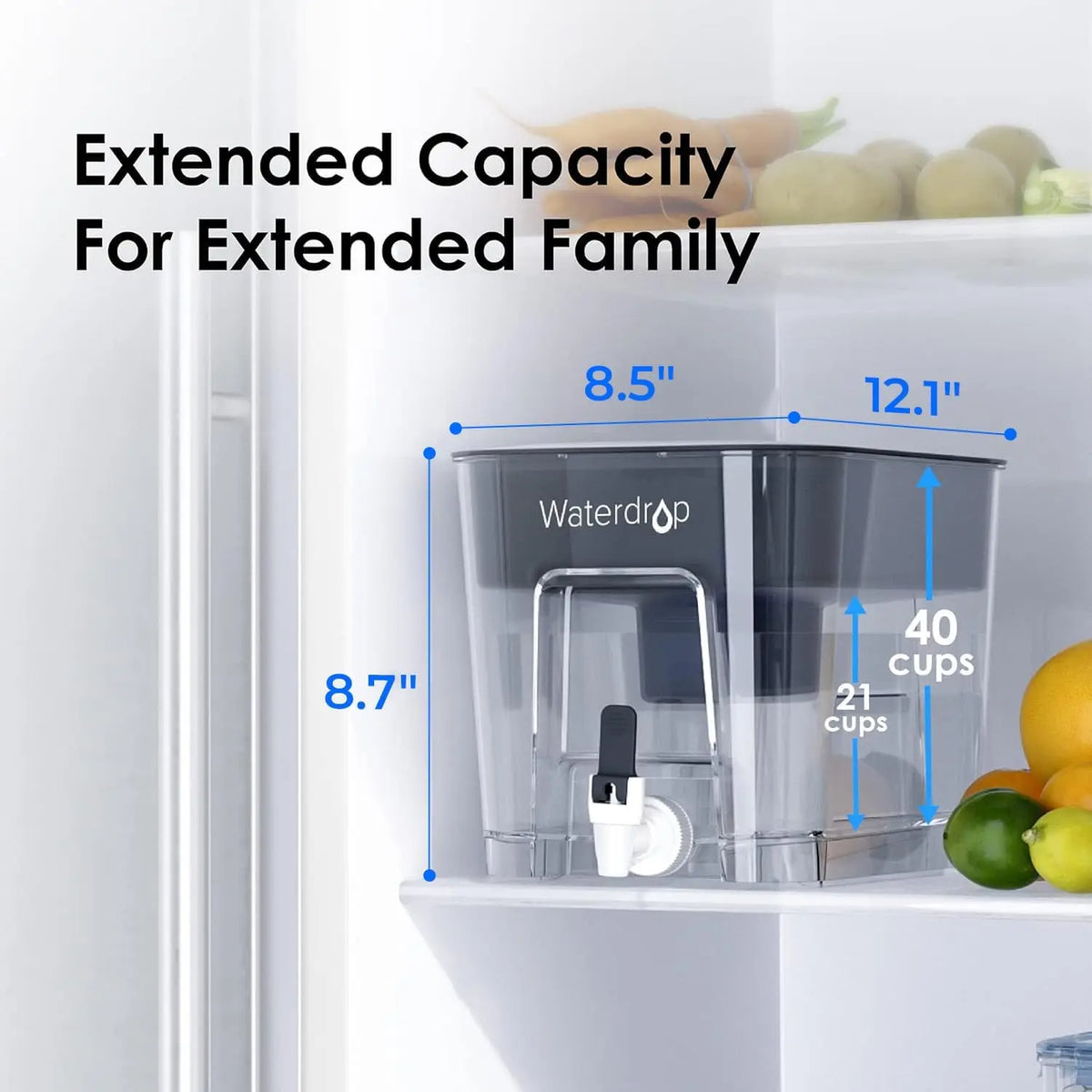 Waterdrop Water Filter Pitcher Dispenser Reduces Chlorine BPA Free
