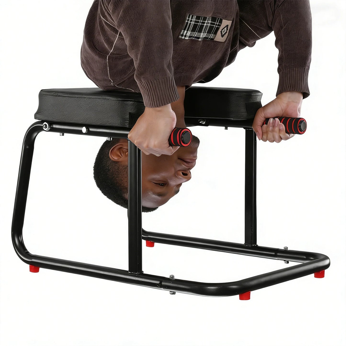 Yoga Headstand Bench with Anti-Slip Mat Yoga Inversion Chair Metal Frame & PU Pads for Back Decompression Strength Training