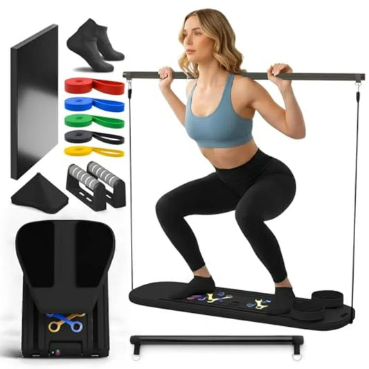 Pilates Board 9 In 1 Multi Purpose Reformer With Yoga Socks And Resistance Bands