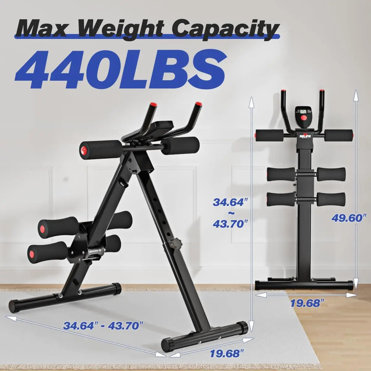 Foldable Core Abdominal Trainer With 3 Level Adjustable Resistance Bands