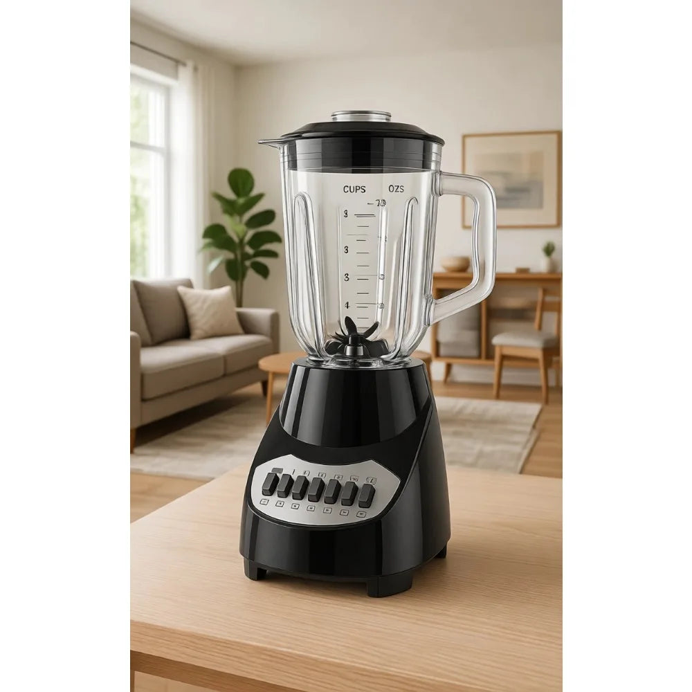 Countertop Blender with 6-Cup Glass Jar and 10-Speed Settings