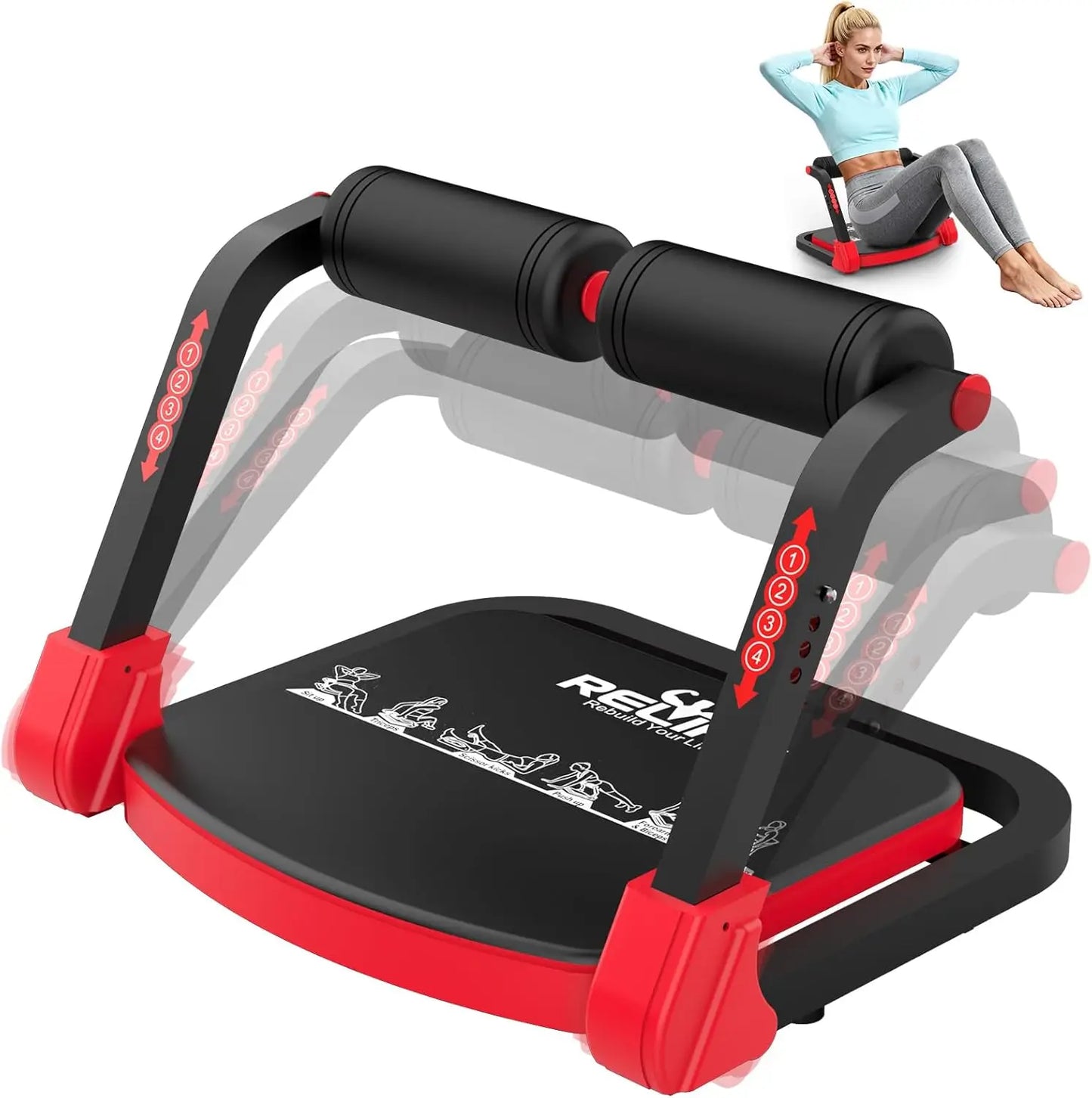 RELIFE Abdominal Trainer Abdominal Trainer for Home Device Foldable & 3 Resistance Levels Sit-up Ab Workout Machine