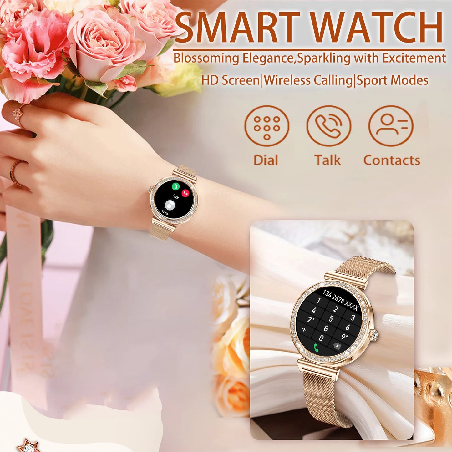INNOFOVO Women Smartwatch Touchscreen With Bluetooth Five Point Oh