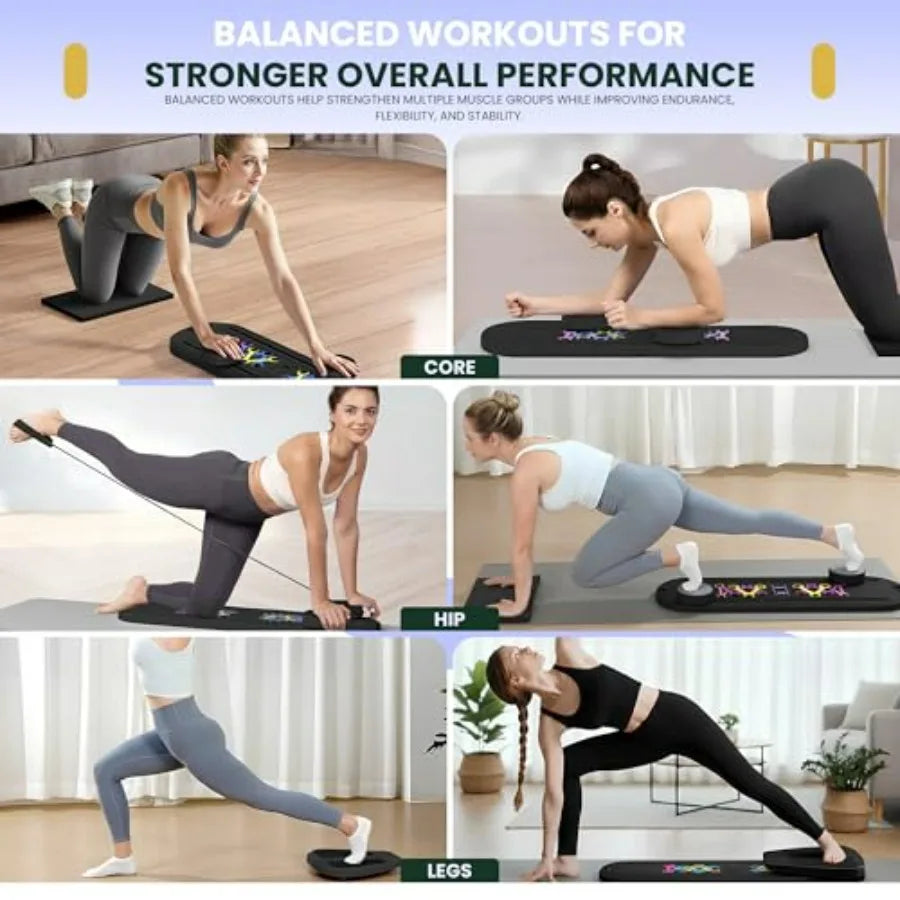 Pilates Board 9 In 1 Multi Purpose Reformer With Yoga Socks And Resistance Bands