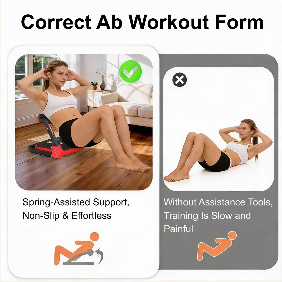 RELIFE Abdominal Trainer Abdominal Trainer for Home Device Foldable & 3 Resistance Levels Sit-up Ab Workout Machine