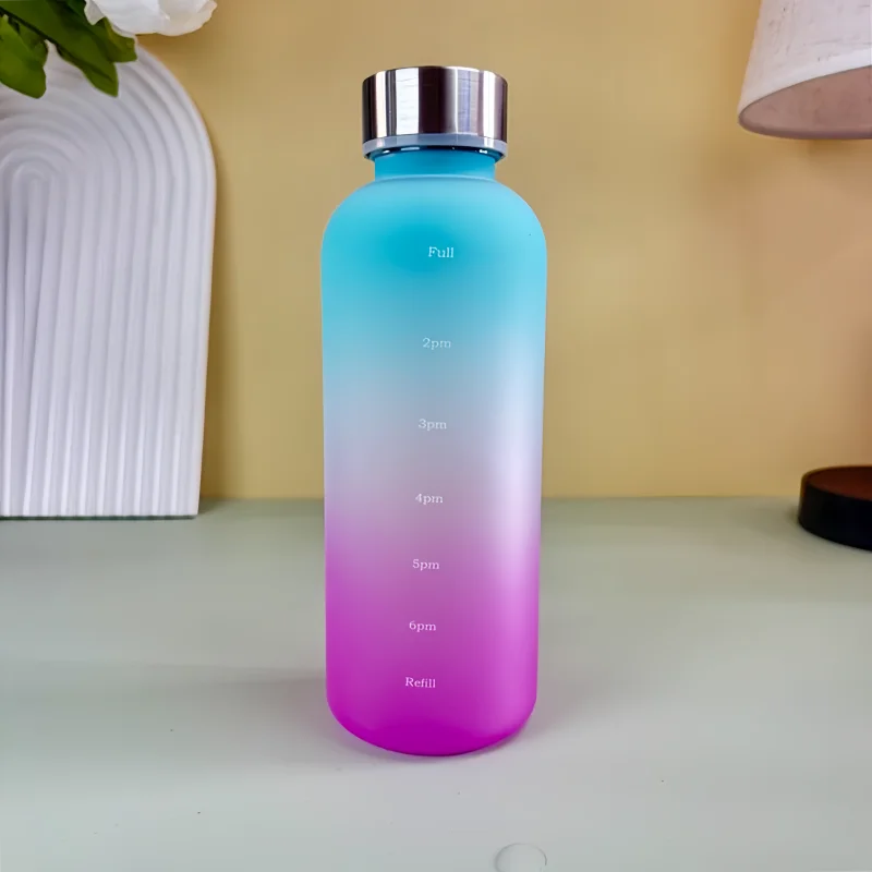 Time Marker Water Bottle Eco Friendly BPA Free Frosted Plastic