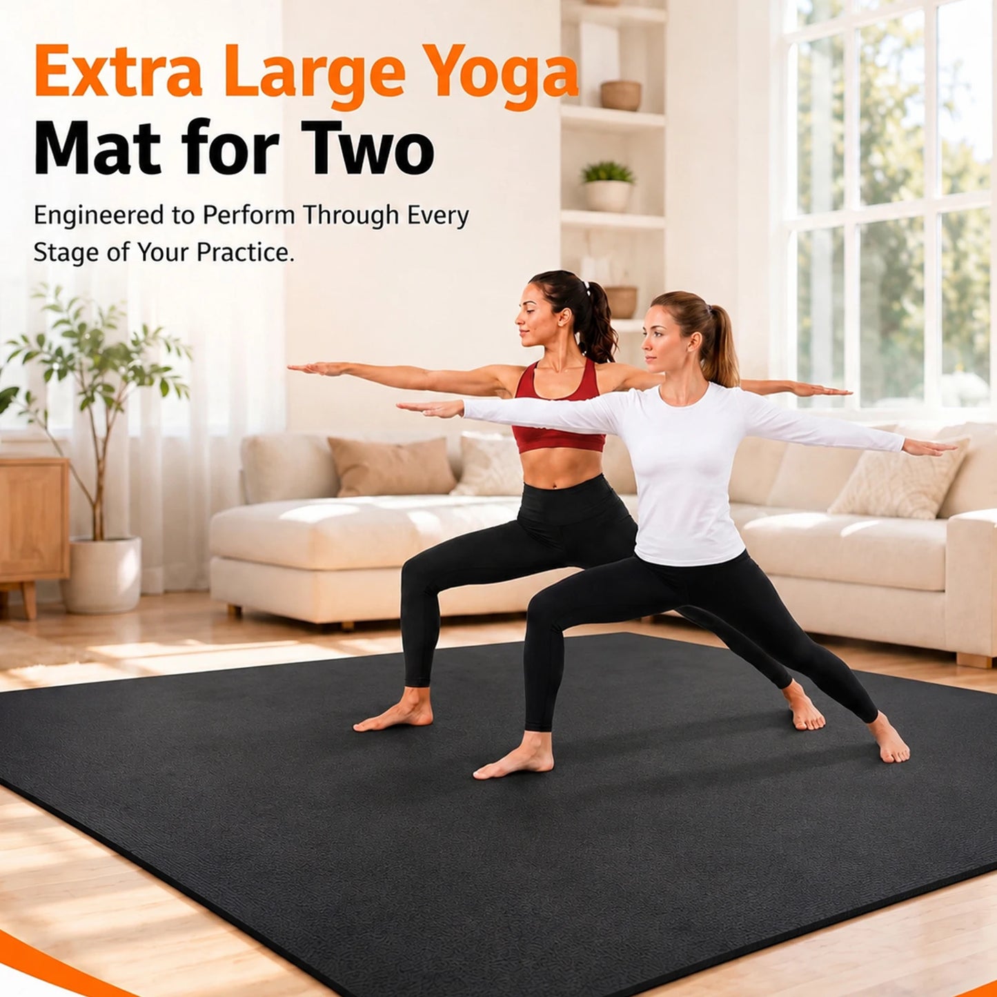 Large Gym Mat | 8 Ft X 6 Ft High-Density Non-Slip Workout Pad | Thick Exercise Mat with Straps, Storage Bag | for Home Gym Cardio Weights Yoga Fitness Pilates