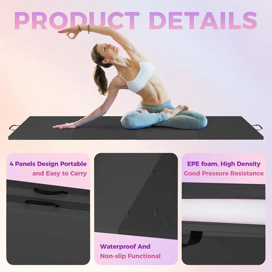 2 Inch Thick Foldable Yoga Mat Easy Storage For Travel Yoga Pilates Home Exercise Floor Mat Non-Slip Portable Exercise Mat Lightweight Gym Camping Sleeping Pad Waterproof Easy Clean