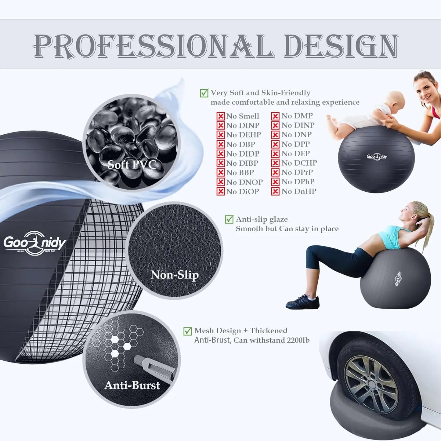 Anti Burst Pilates Yoga Ball Chair 2200 Lb Capacity