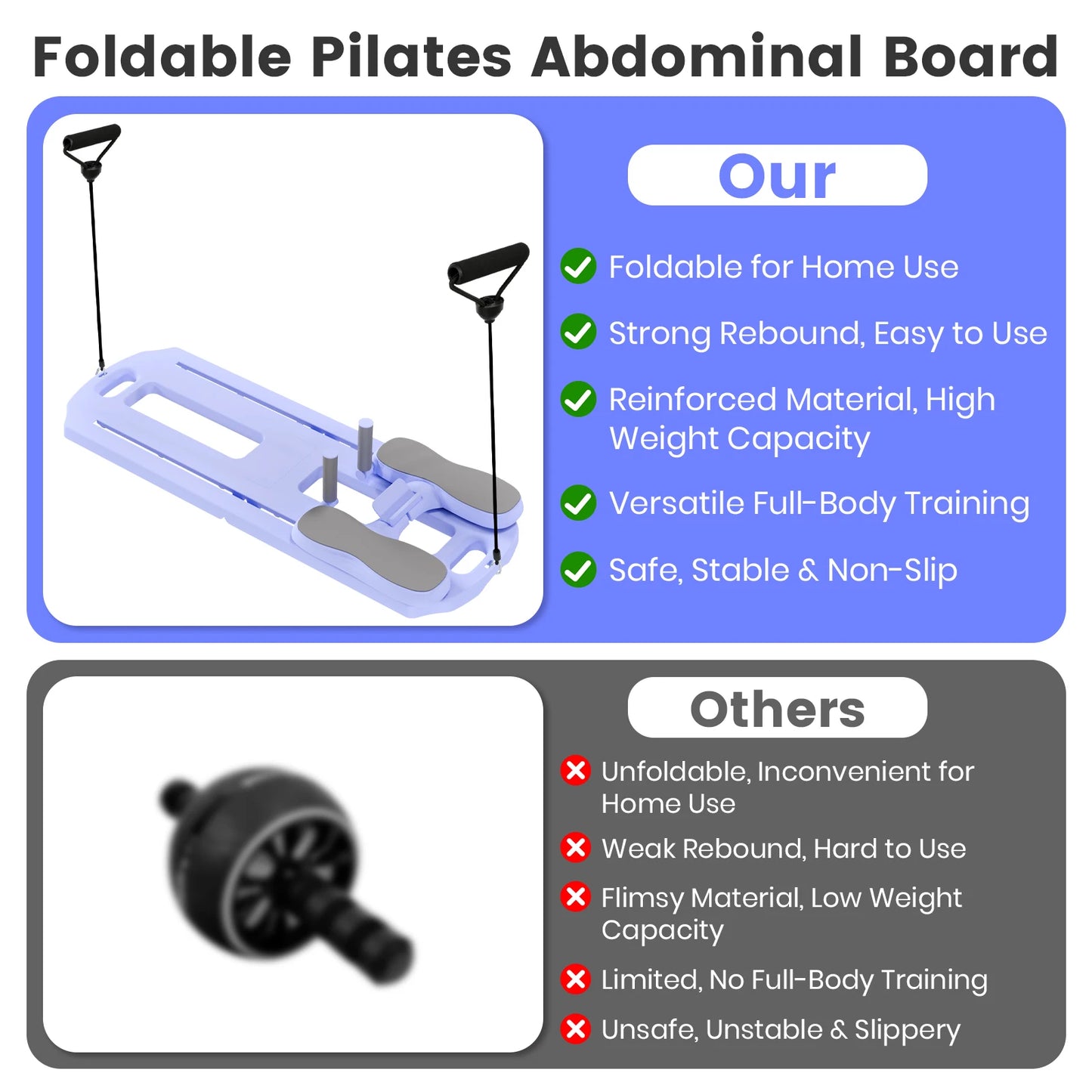 Foldable 5 In 1 Pilates Board For Home Core Training