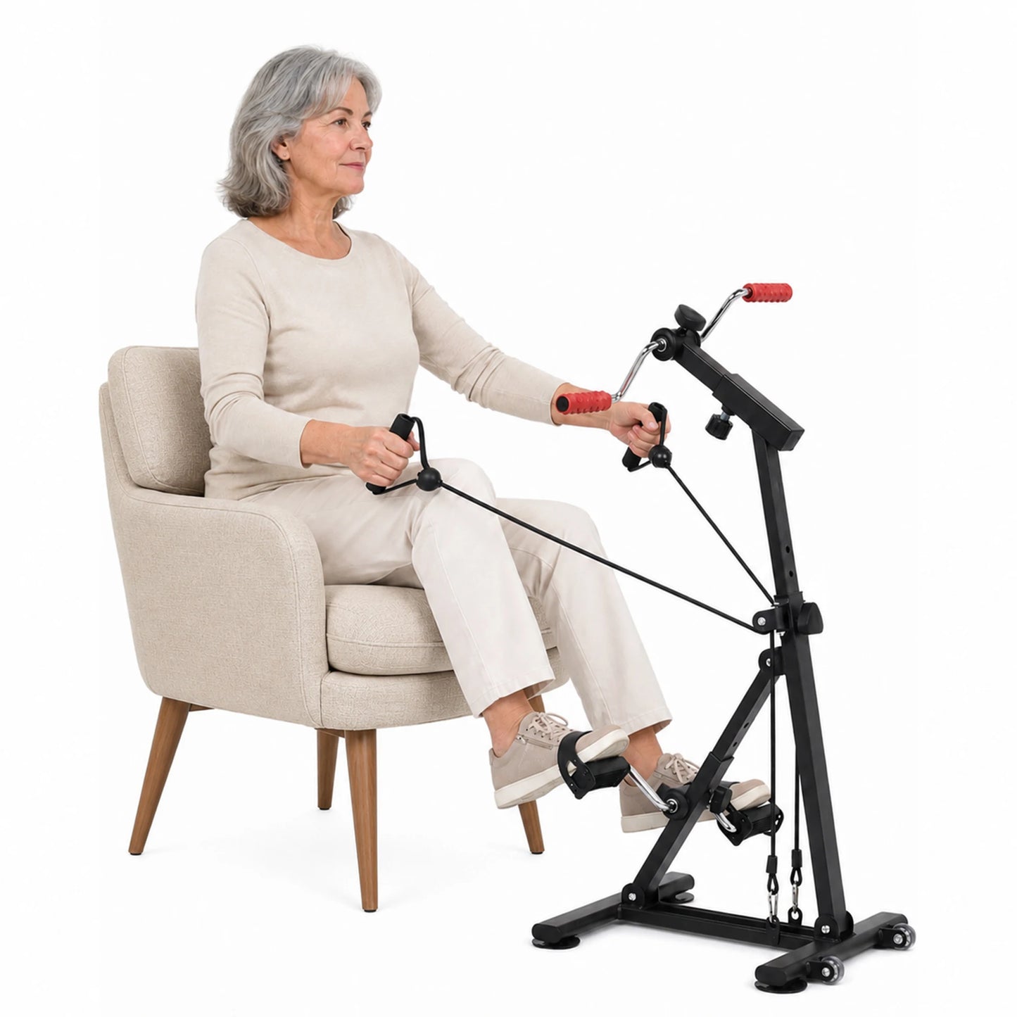 Adjustable Resistance Under Desk Exercise Bike, Stationary Upright Pedal Cycle for Elderly Leg Strength & Aerobic Training, Arm Leg Rehabilitation Peddler Machine for Seniors, Physical Therapy Home Gym Equipment