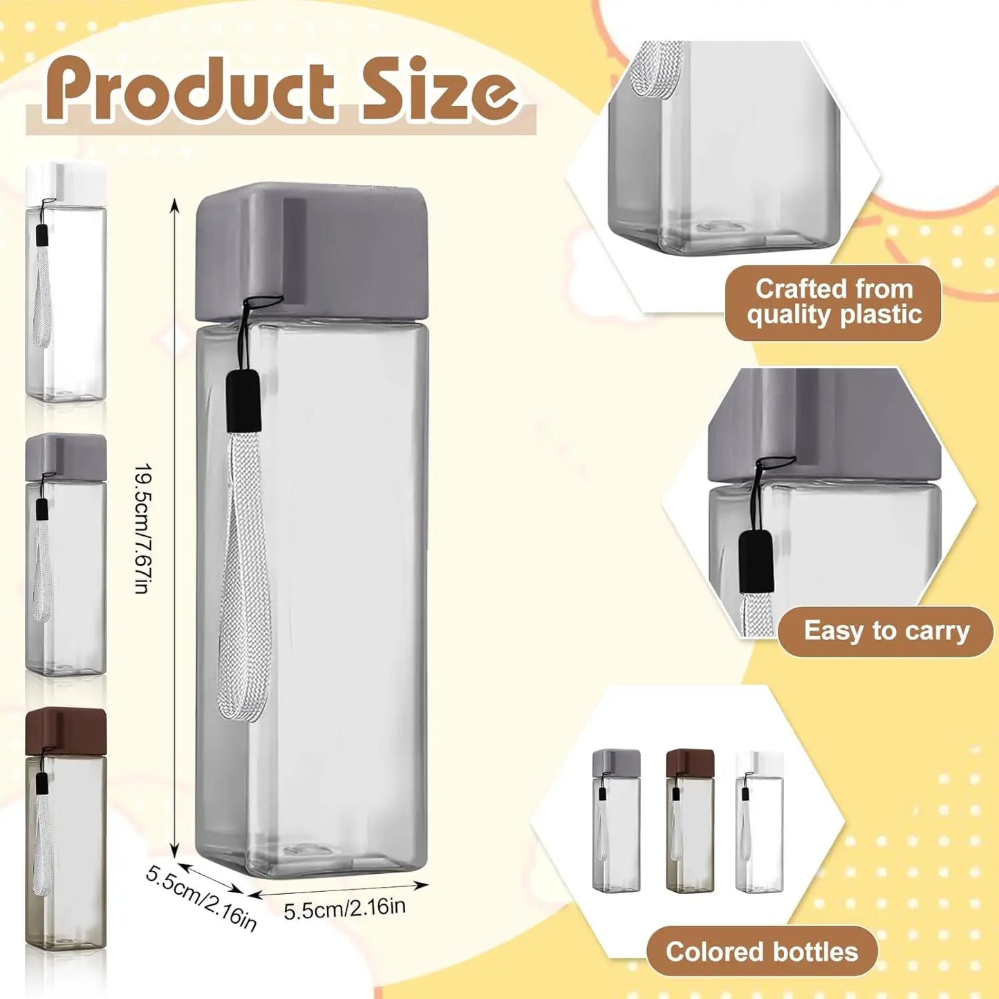 30 Pack 17 Ounce Plastic Hydration Bottles with Lids and Carrying Straps, Reusable Leakproof Water Containers for Sports, Campin