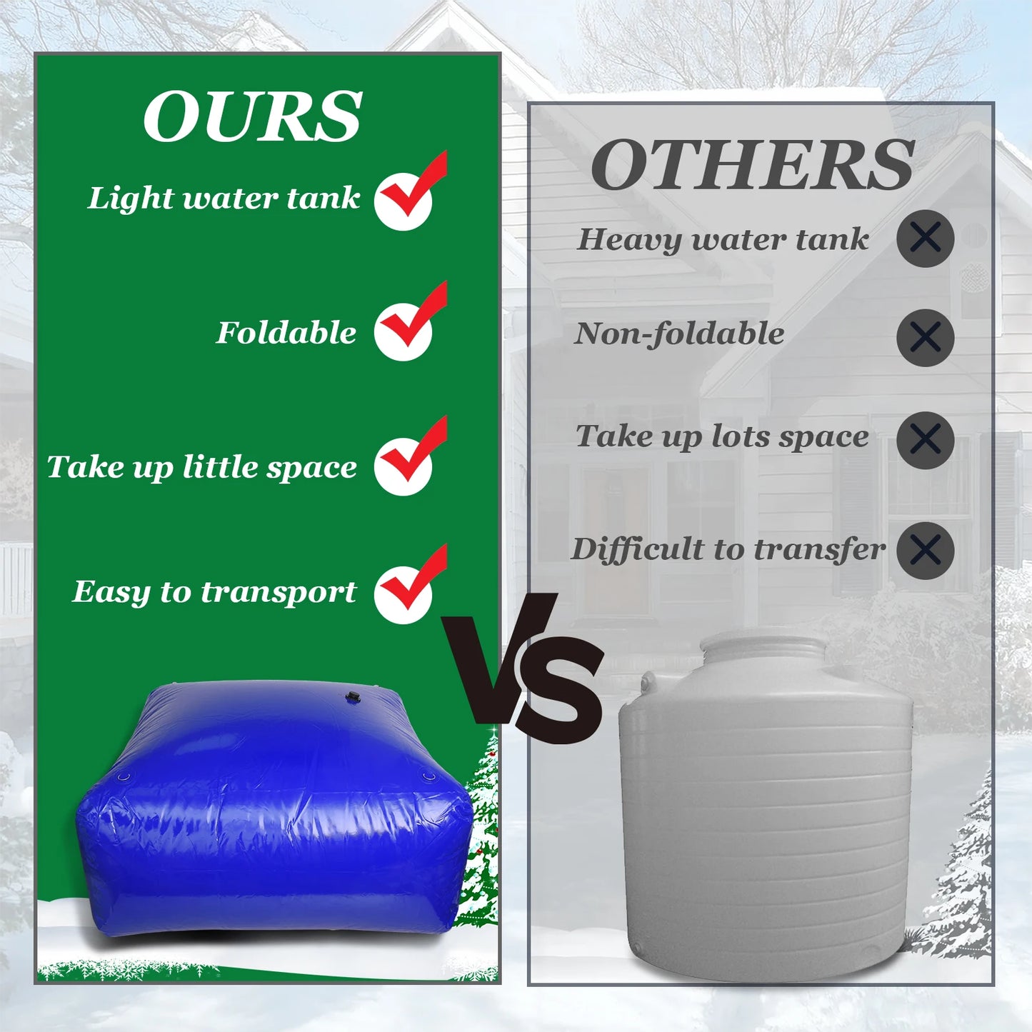 [4000L] PVC Water Storage Bladder, Foldable Soft Water Bag with Valve, Large Capacity, Portable PVC Storage Container for Fire Prevention, Drought Resistance, Water Storage Bag Soft Water Tank