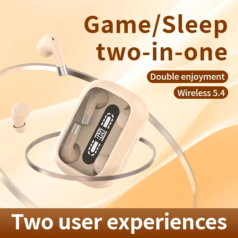 2in1 Wireless Headphones Bluetooth Earphones, Mini Sleeping Earbuds, Dual Sound Bass HIFI 4D Effects Headset, Intelligent Noise Reduction Wireless Earphone, Office, Leisure, Sports, Sleep, Essential Partners, Ultra Long Batte