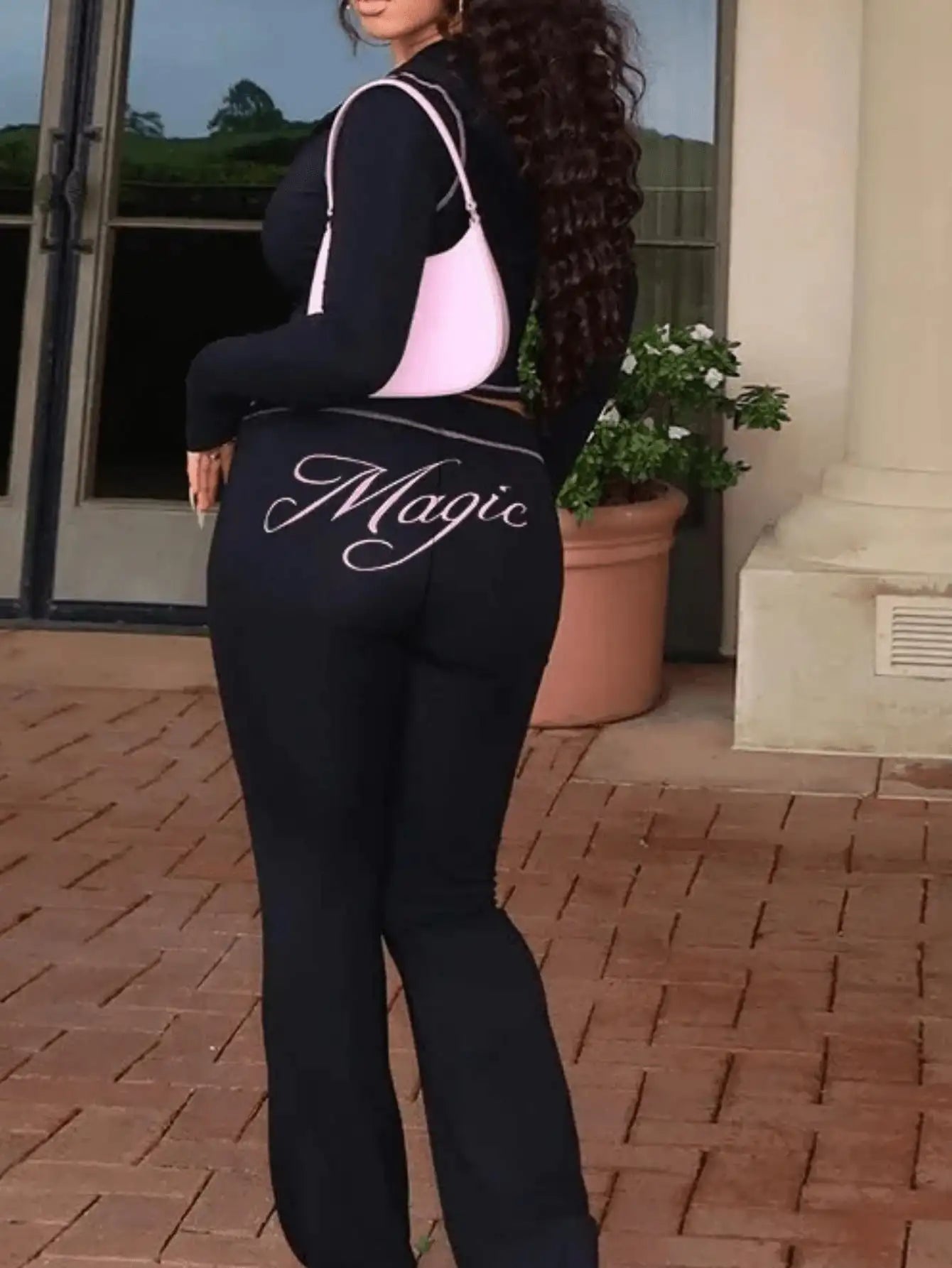 Women's Zip Up Hoodie And Pants Set With Graphic Print Streetwear Two Piece