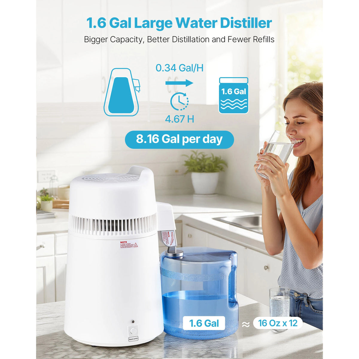 VEVOR Stainless Steel Water Distiller and Pure Water Purifier for Home