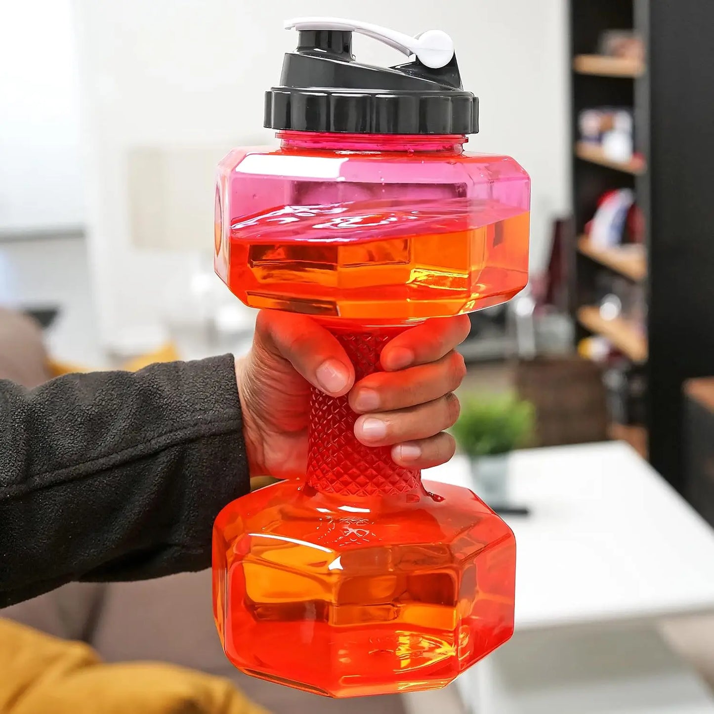 Dumbbell Water Bottle See-Through Hydration Gym Bottle