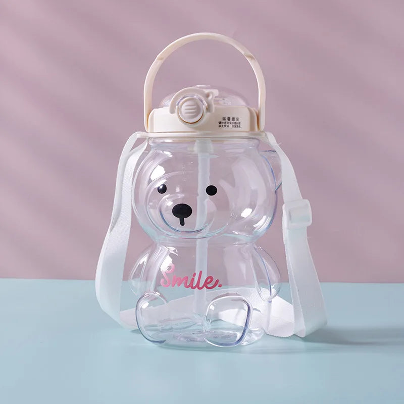 Cute Bear Cup Various Modes of 1000ml/1400ml Tumbler with Straw Kawaii Water Bottle for Girl Kid Outdoor Drinking Kettle