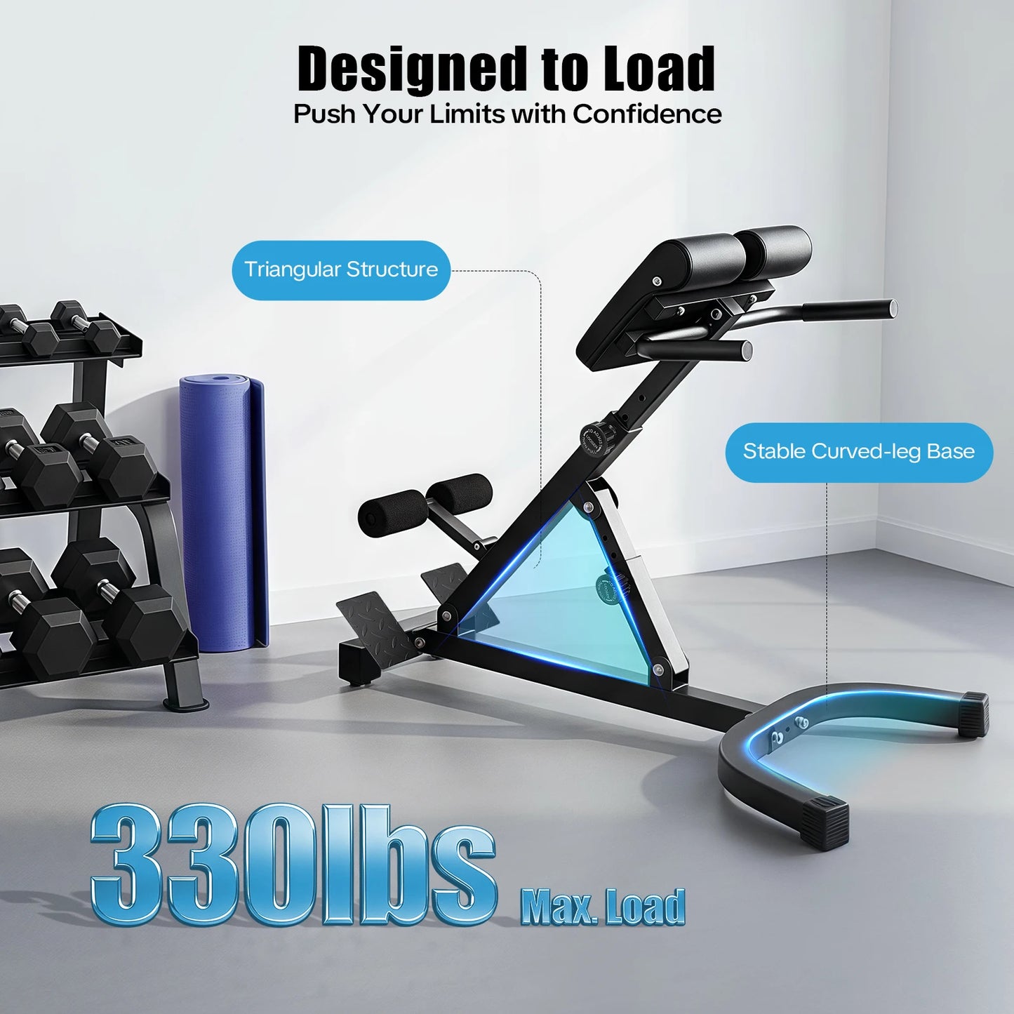 Multi-Functional Bench for Full All-in-One Body Workout – Hyper Back Extension Roman Chair Adjustable Ab Sit up Bench