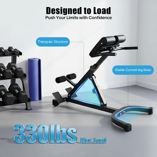 Multi-Functional Bench for Full All-in-One Body Workout – Hyper Back Extension Roman Chair Adjustable Ab Sit up Bench