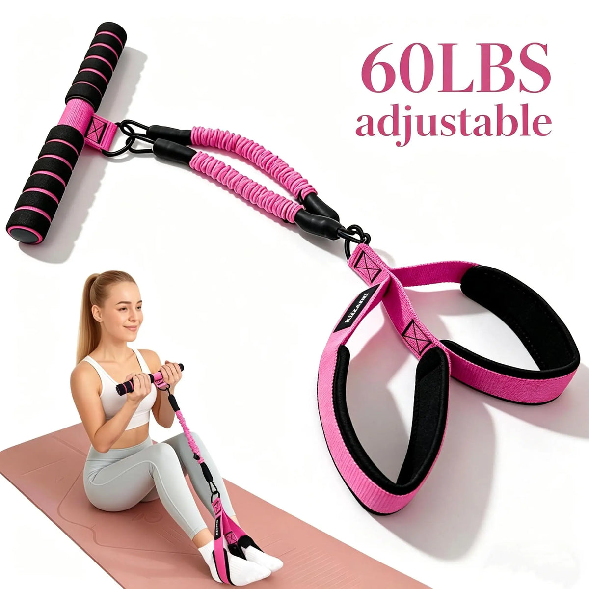 Upgraded Pedal Resistance Band – Durable Latex Tubes, Soft Foot Pedals, Sit-Up & Stretch Fitness Equipment Summerwins