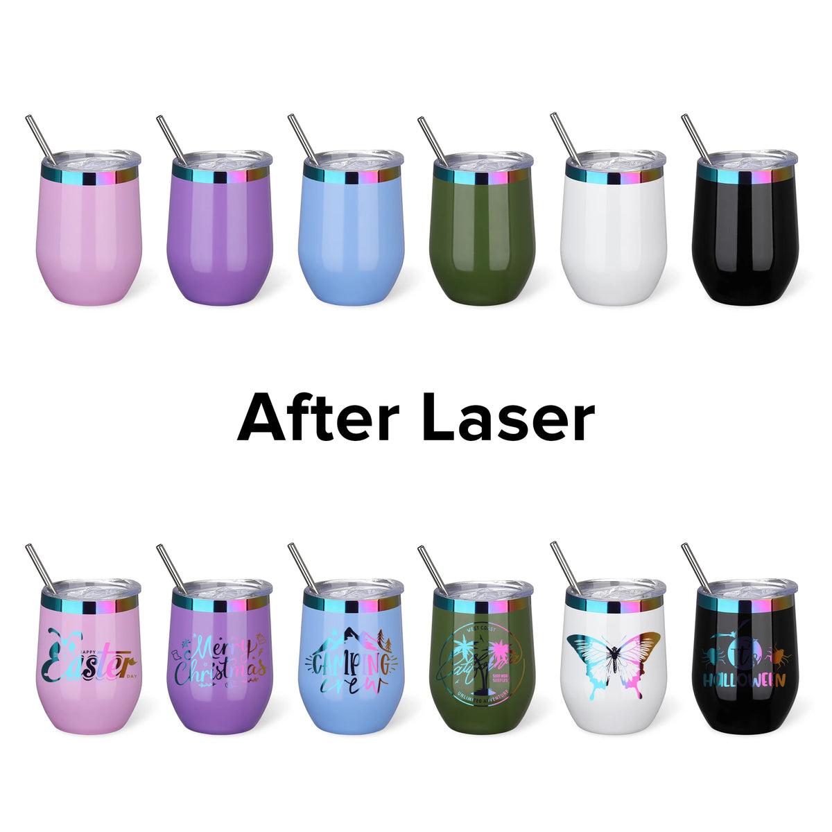 Fastsub Stainless Steel Vacuum Insulated Stemless Wine Glasses With Lids