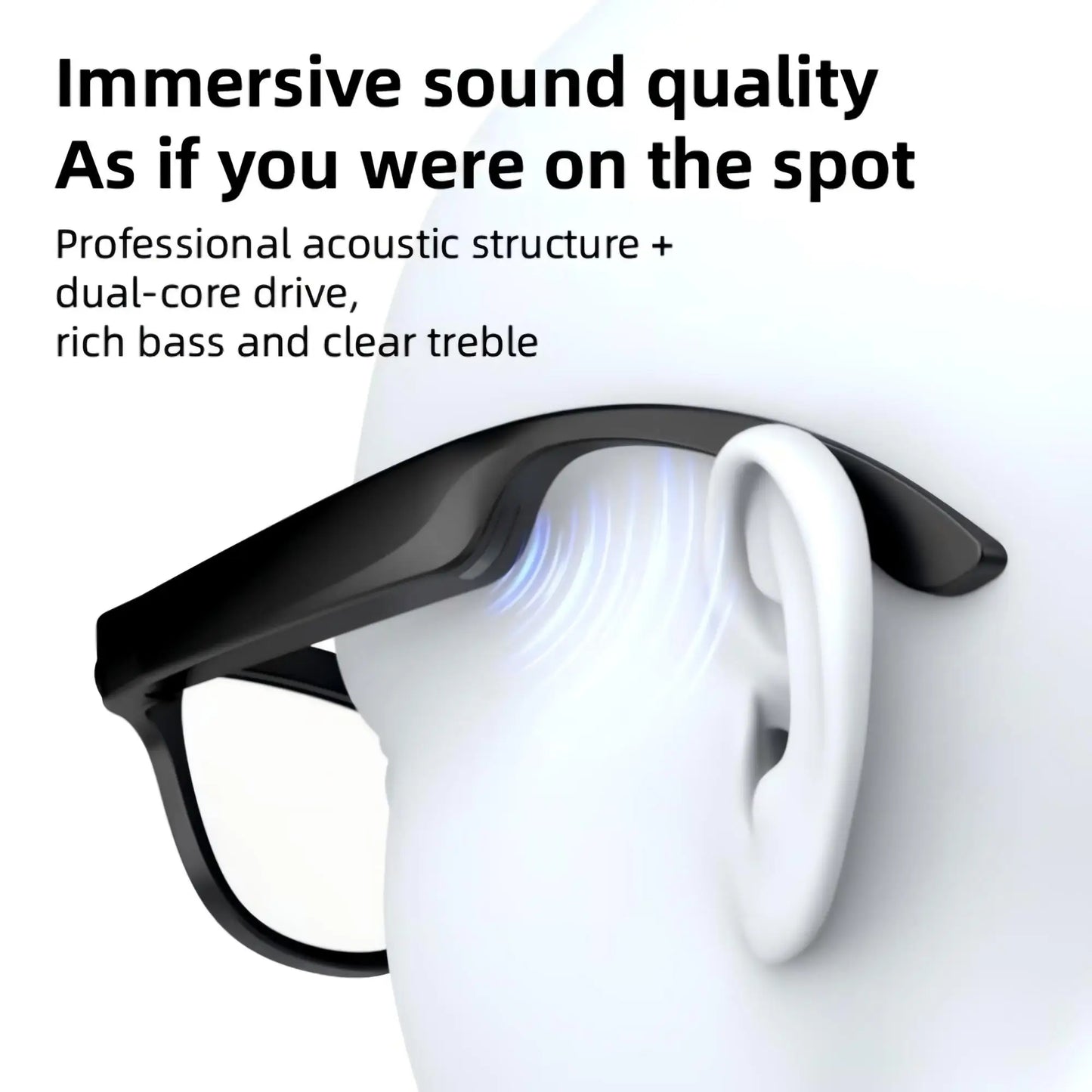 New Smart Camera Glasses, Fashionable Video Eyewear, TR Flexible Material, Dual Microphone Noise Reduction, Real-time App Transl