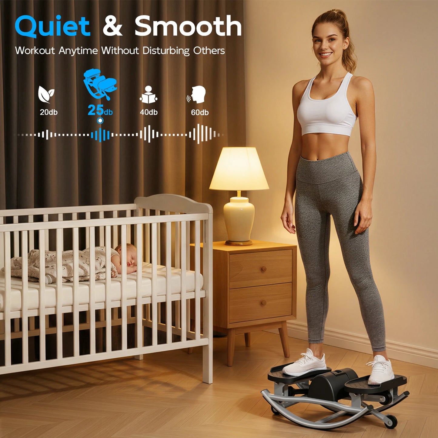Swing Stepper Machine Intelligent Non-Slip For Exercise Twist Stair Stepper Trainer Full Body Workout 220 lbs with Digital Display Resistance Bands & Floor Mat for Men & Women Fat Burning & Body Shaping
