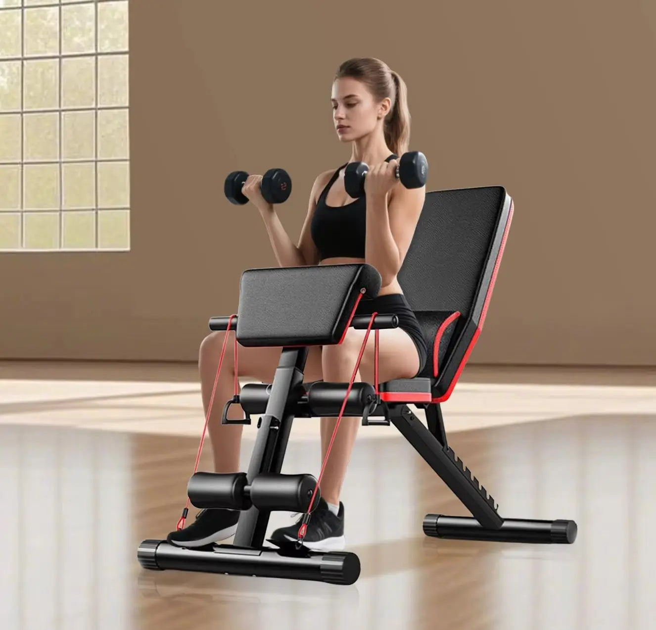 Multifunctional Foldable Weight Bench, Height Adjustable Strength Training Workout Bench, 160KG Max Weight Capacity, Full Body Gym Equipment for Home, Apartment & Small Fitness Studio