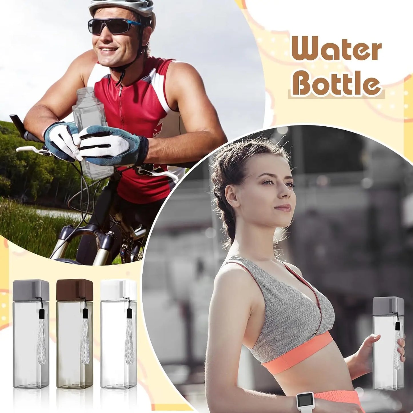 30 Pack 17 Ounce Plastic Hydration Bottles with Lids and Carrying Straps, Reusable Leakproof Water Containers for Sports, Campin