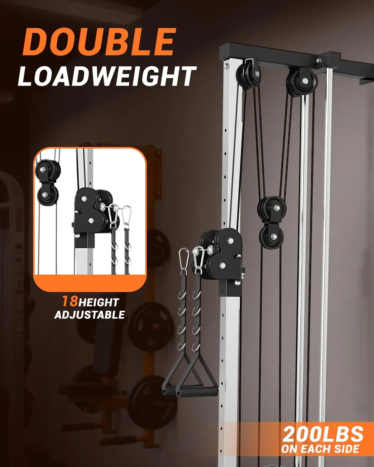 HiMISS Wall Mount Cable Station Dual Pulley Crossover Lat Pulldown
